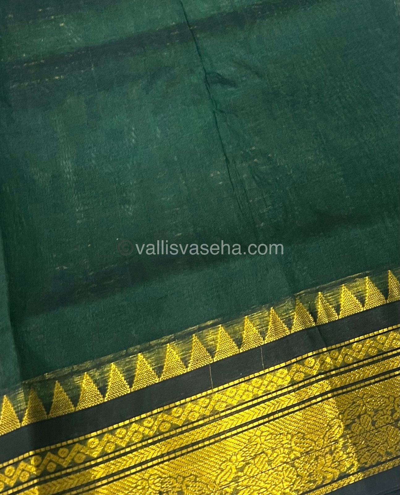 Pure Korvai Silk Cotton - Zari checks lines - Grey & Green Combo - VVKSC010