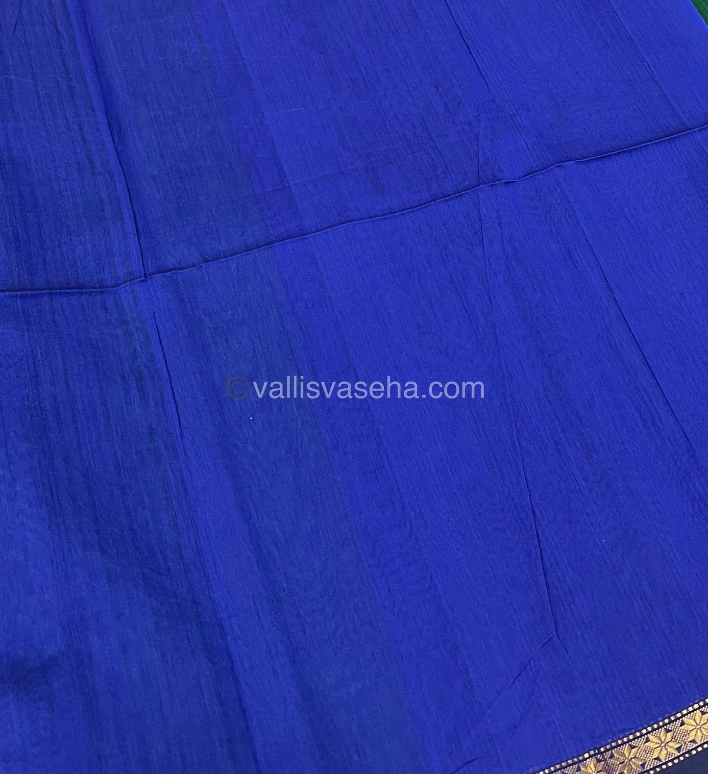 Pure Maheshwari Silk Cotton Saree - Green & Blue Color - VVMSC002