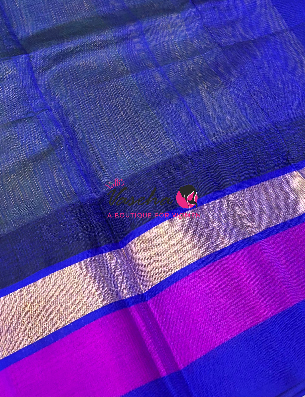 Pure Korvai Silk Cotton Saree - Sneha Green With Blue Shade Temple border - VVKSC001
