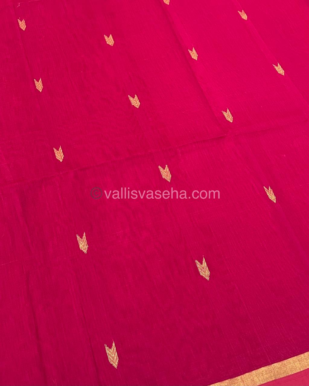Pure Maheshwari Silk Cotton Saree - Pink Color - VVMSC002