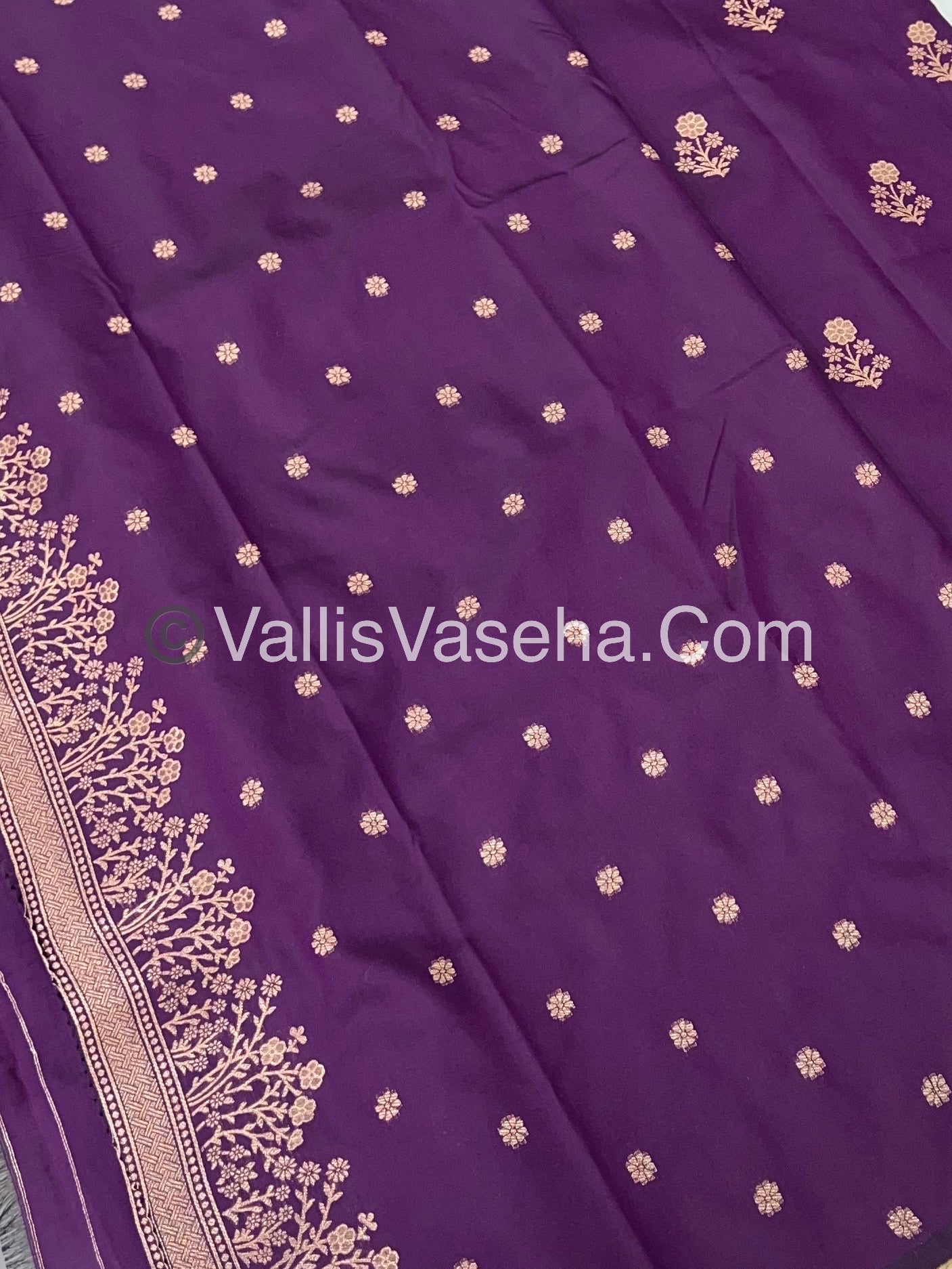 Semi Soft Silk with Border - Dark Purple Shade -VVSSS013