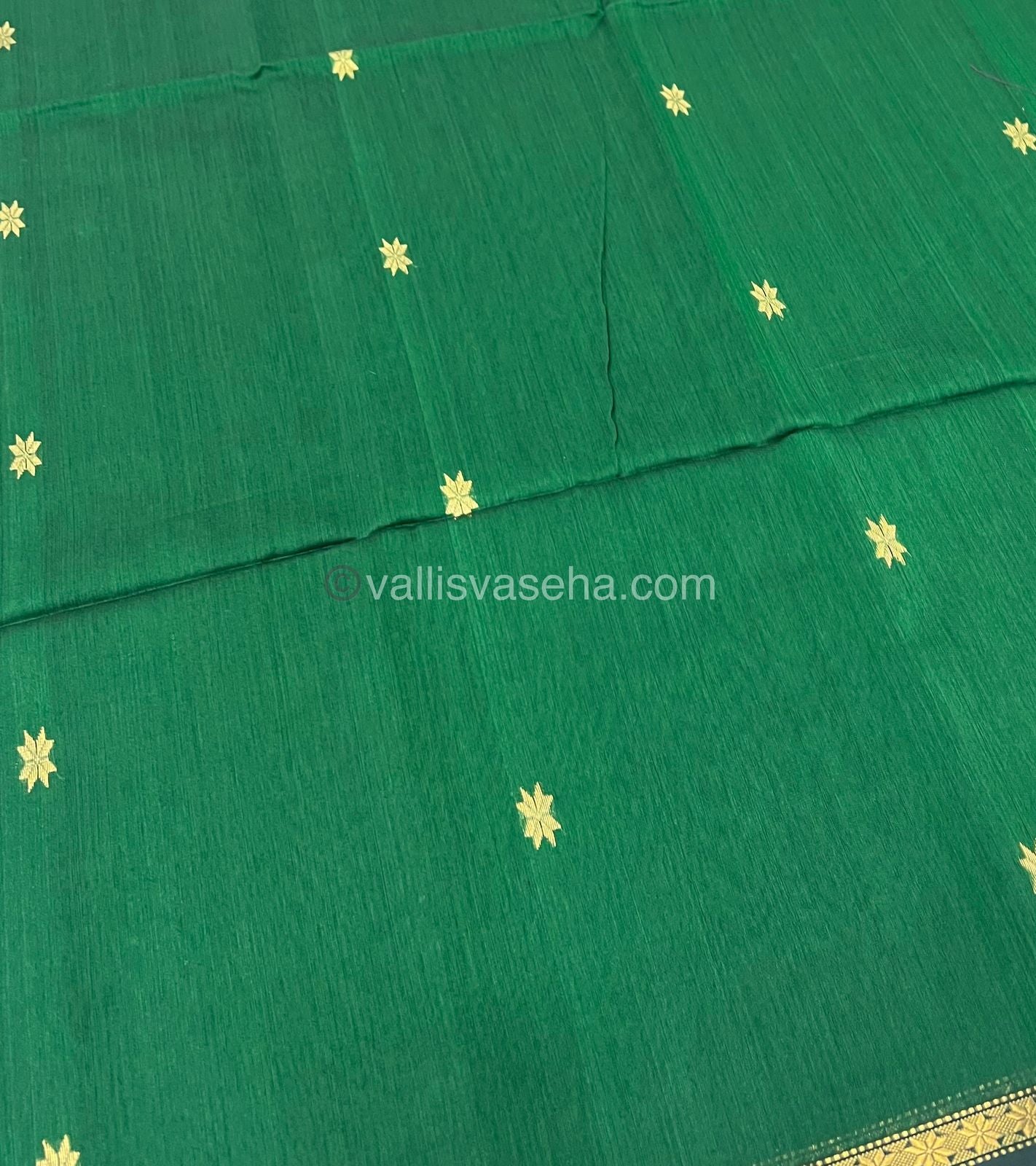 Pure Maheshwari Silk Cotton Saree - Green & Blue Color - VVMSC002