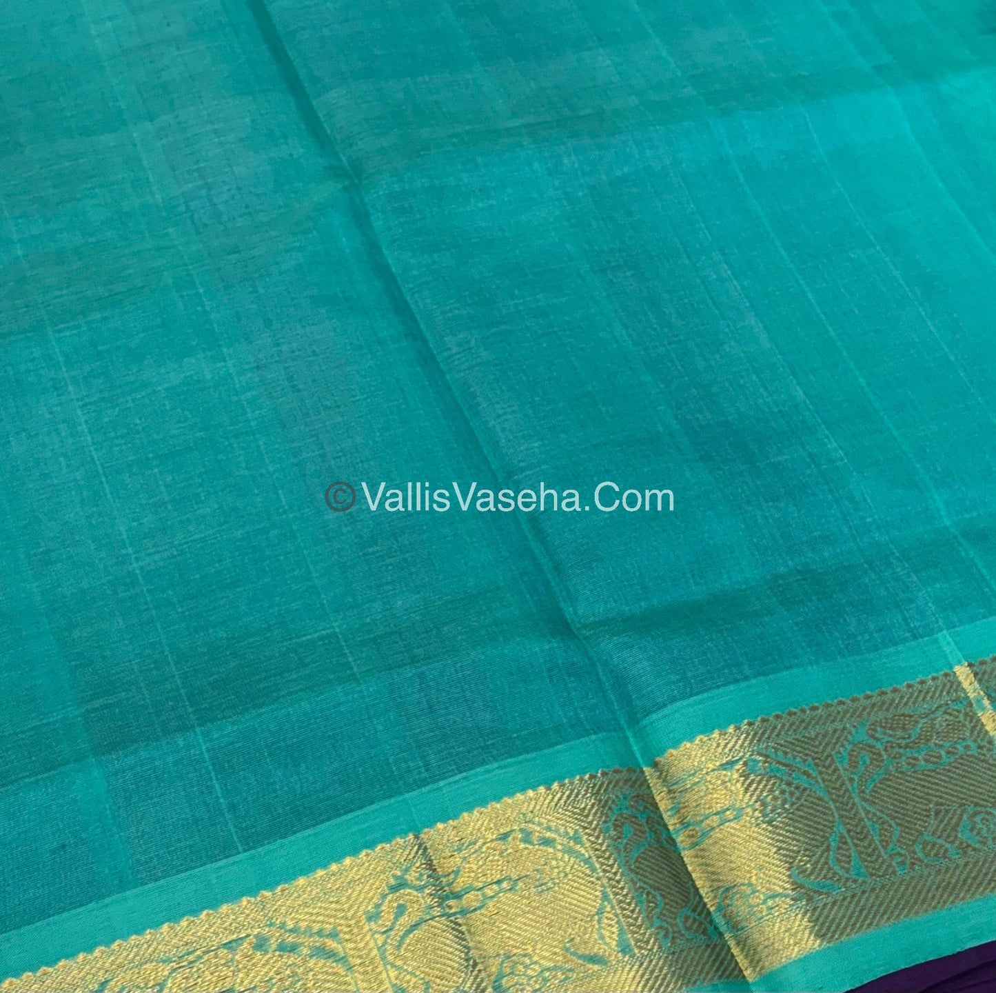 Pure Silk Cotton Sarees - Purple With Sea Blue Shade - VVPSC009