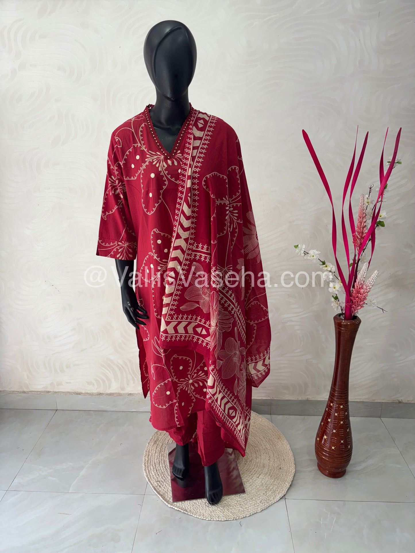 Readymade 3pc Set - Printed Cotton - VVRMS002