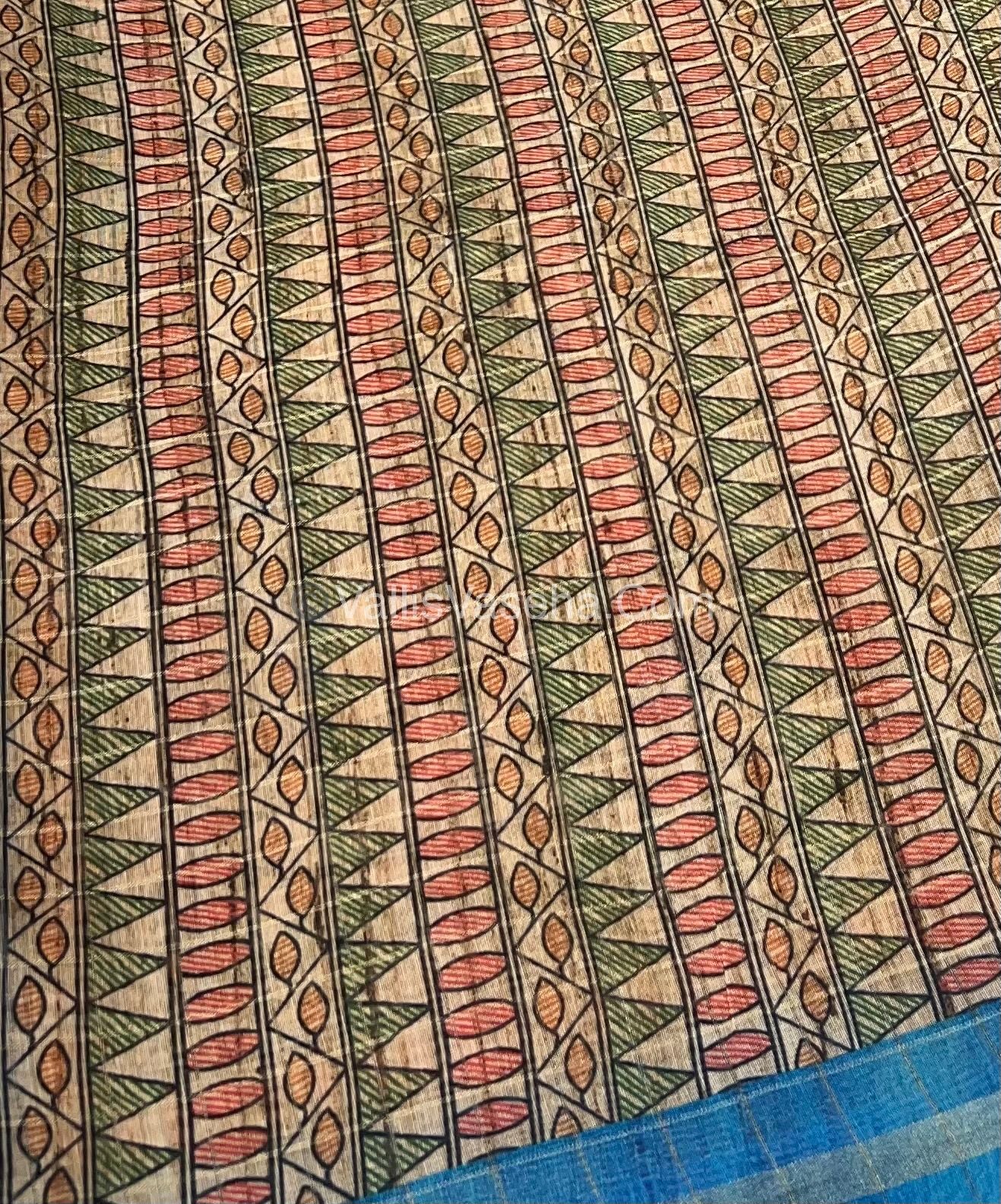 Semi Chanderi Saree - Fusion Of Bandhini & Madhubani- VVSCS002