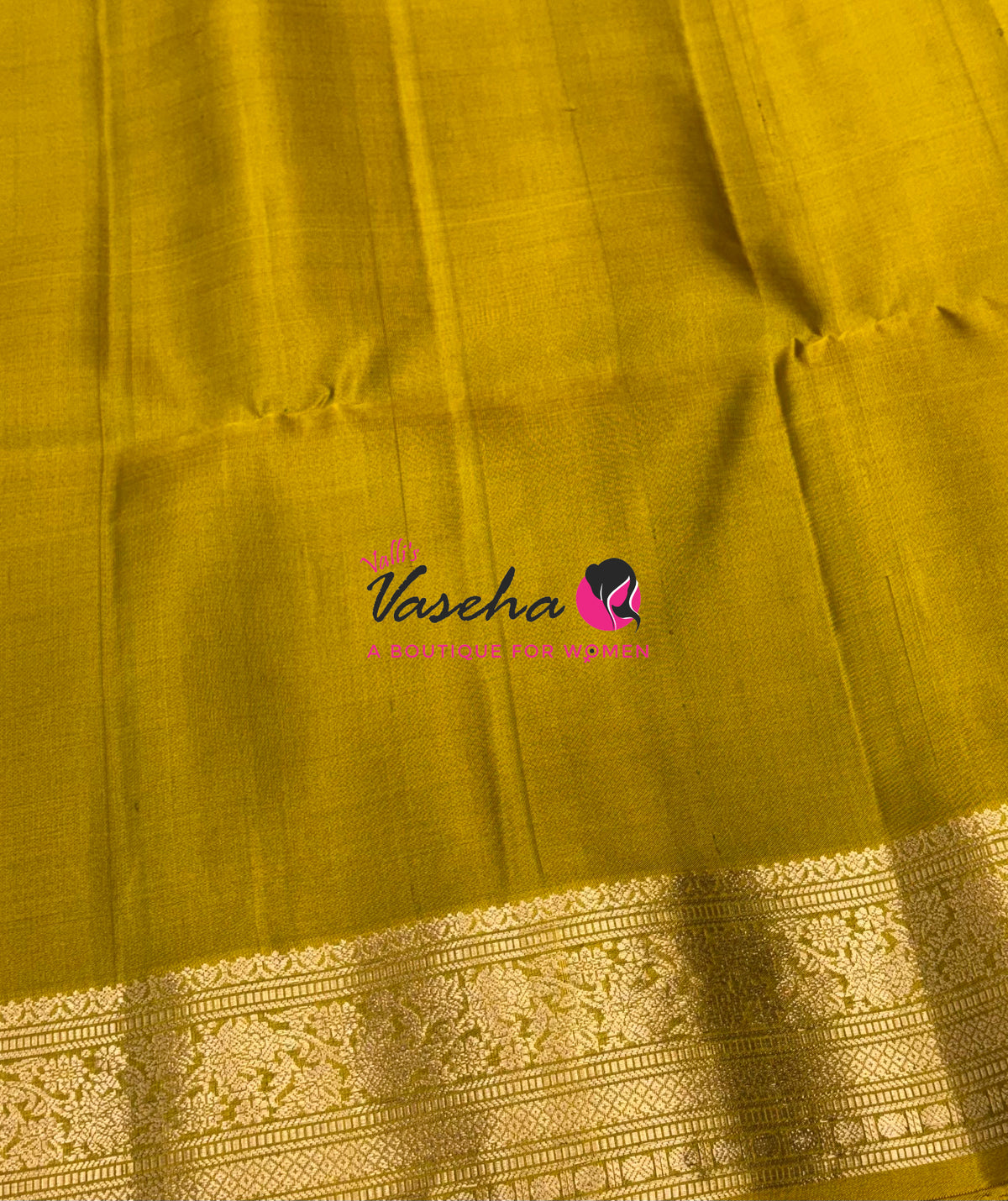 Pure Soft Silk Saree - Grey With Mustard Yellow - Velum & Mayilum - Kanchi Border - VVPSS015