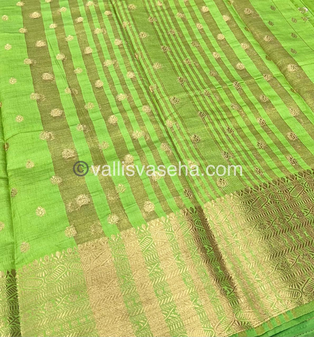 Semi Tussar Silk Saree - Pista Green Shade - VVSTS008