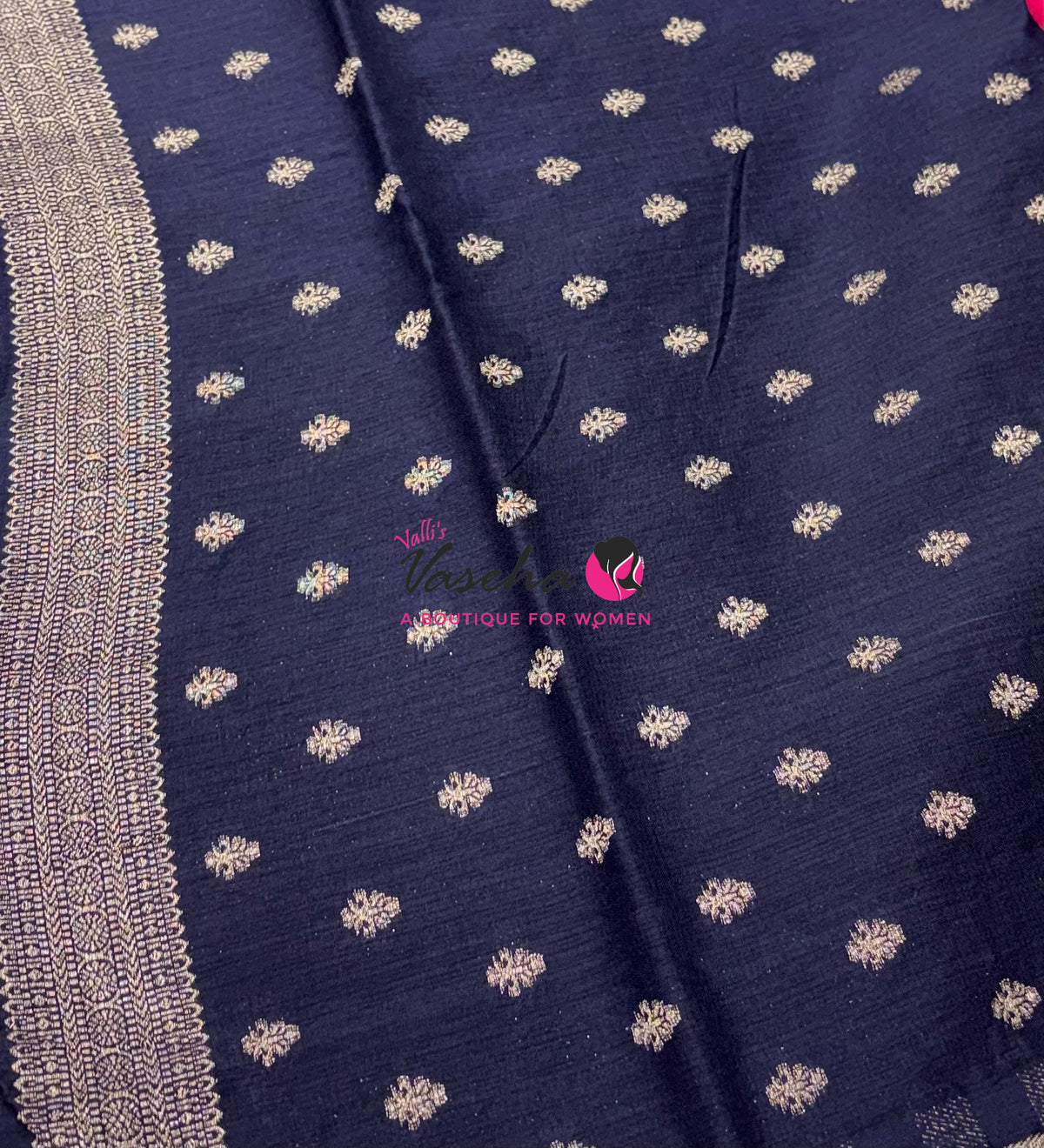Banarasi - Heritage Silk - Pink With Blue - VVBHS015