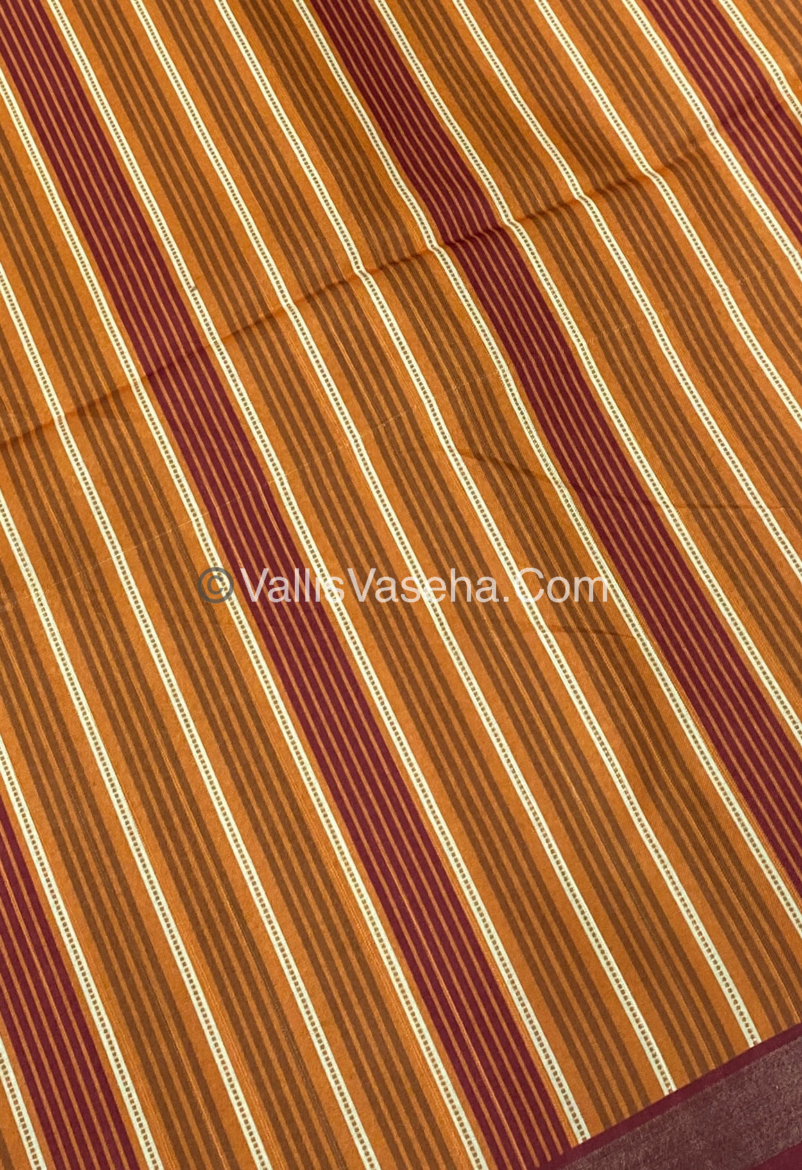 Semi Chanderi Saree - Rust Red & Orange Combo - VVSCS003