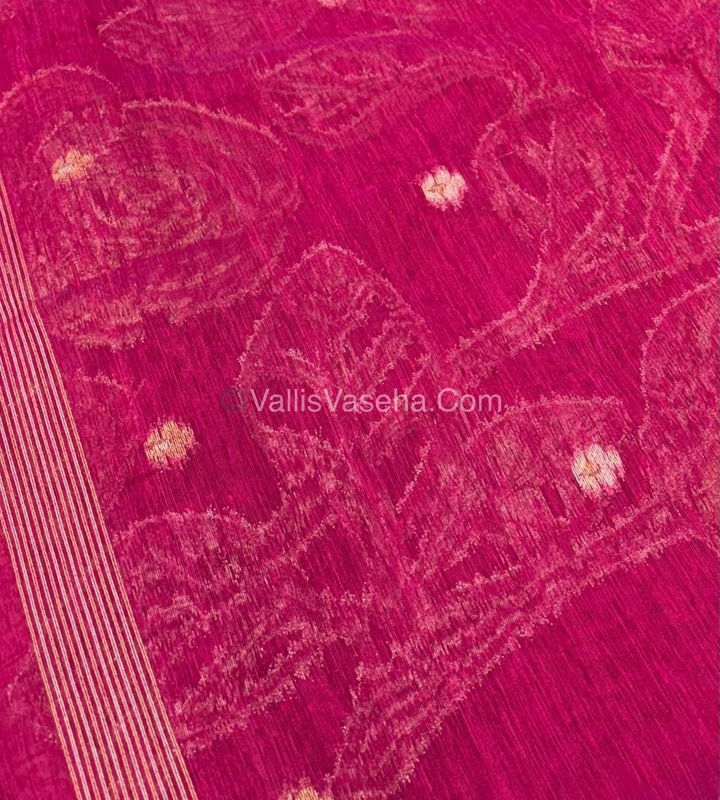 Linen Mixed Jute Silk Saree - Pink Shade - VVLMJ002