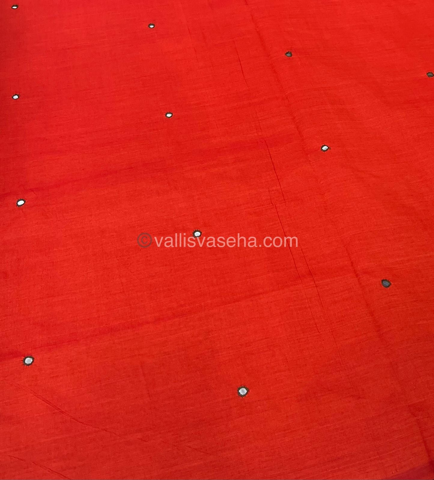 South Mixed Cotton - Mirror Work Embroidery - Maroon with Cream - VVPCM002