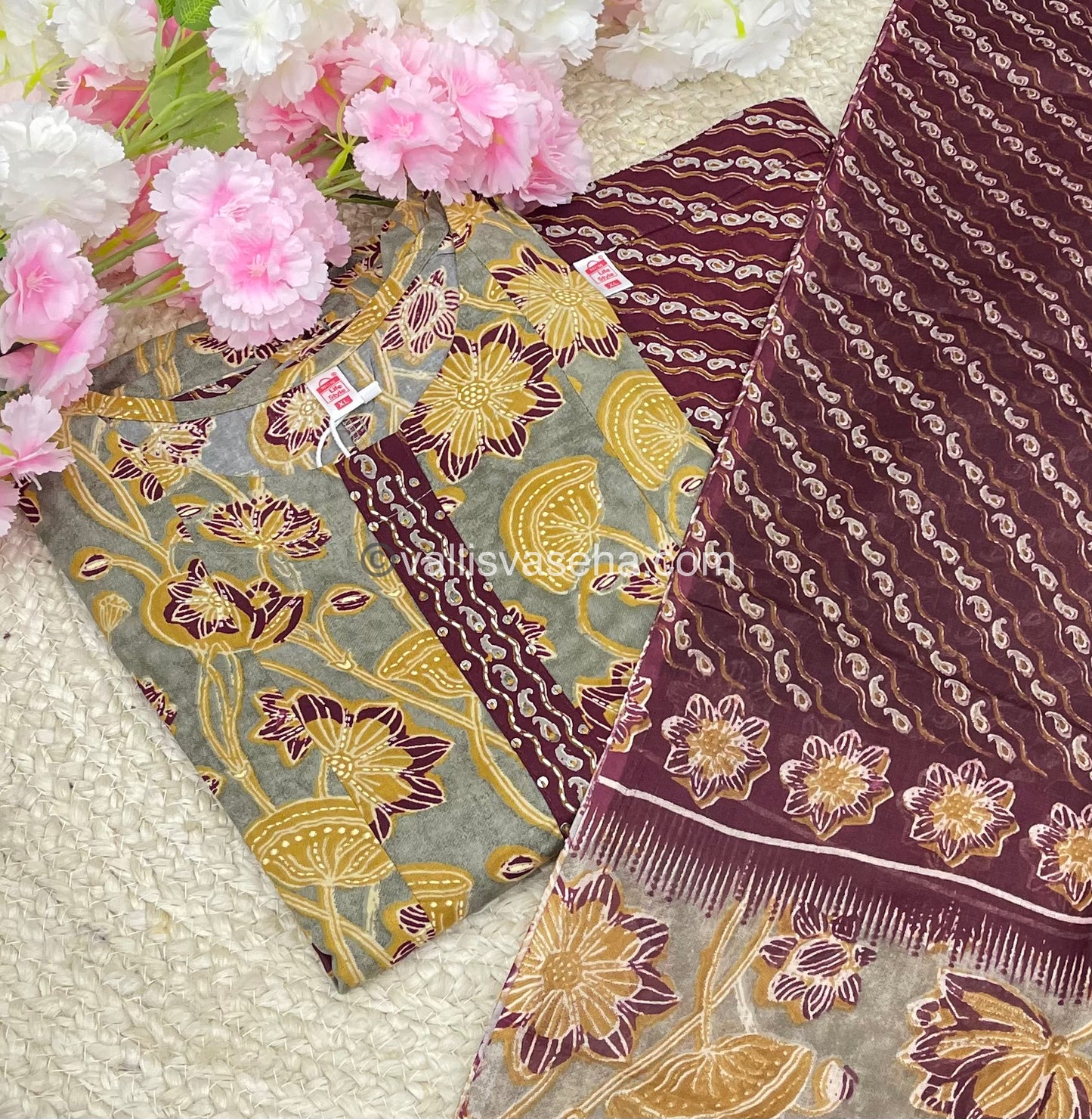 Ready Made - Anarkali - Salwar, Kameez & Duppatta(3pc)- Printed Cotton - VVAS002