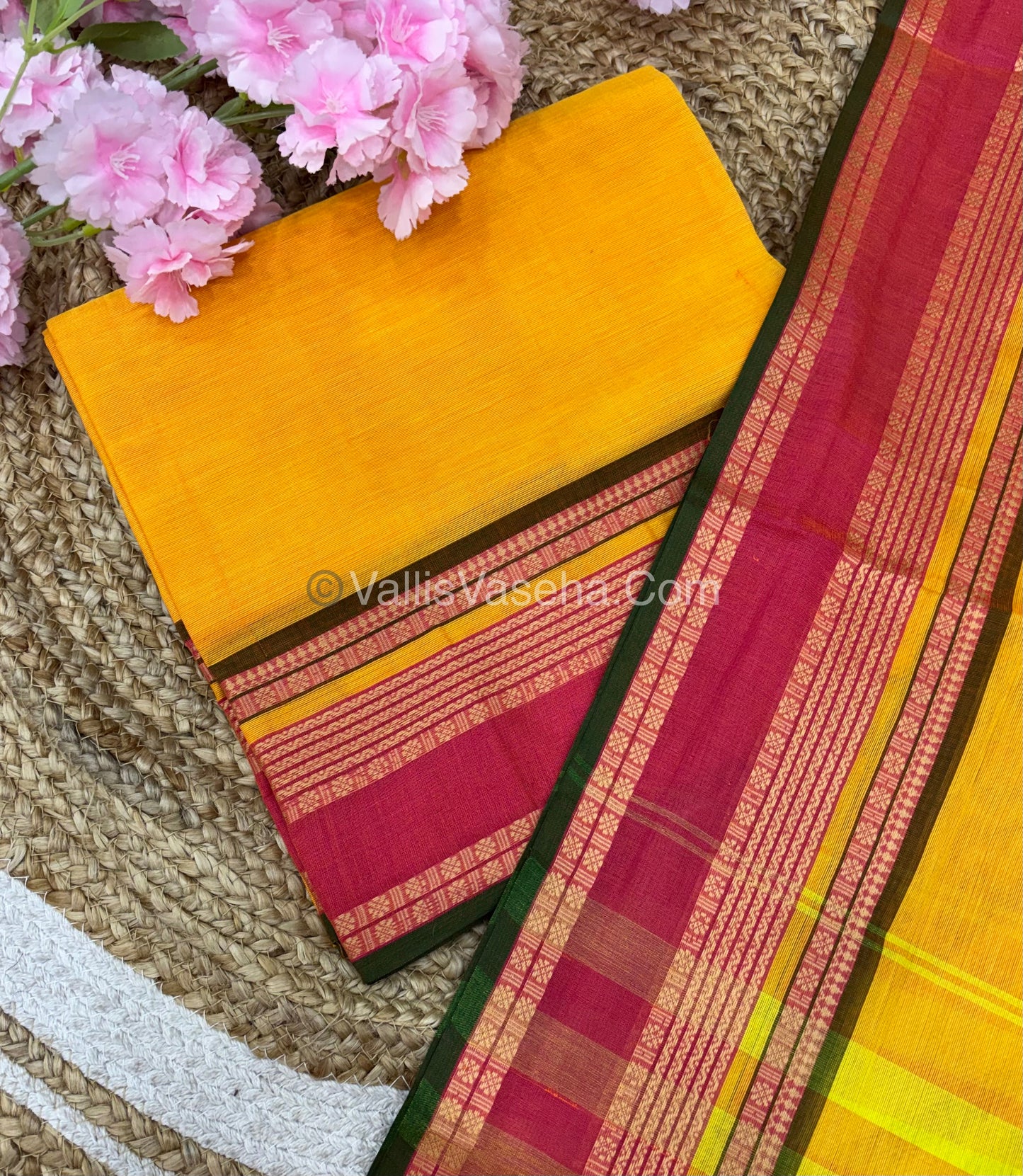 Unstitched Salwar Material -Kanchi Cotton - 2PCS Set - Yellow with Peach Shade - VVUKM002