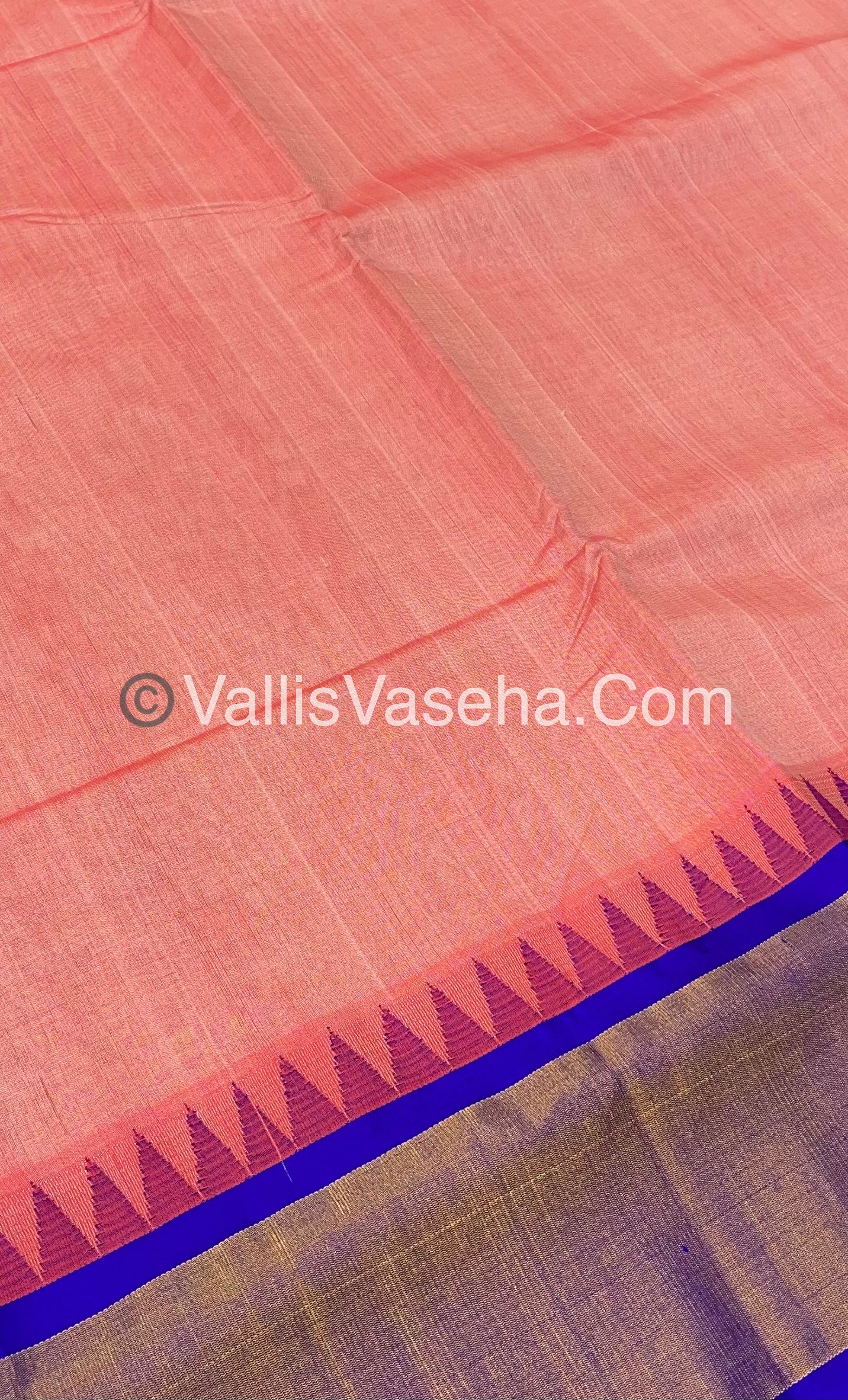 Pure Korvai Silk Cotton Saree - Temple border - VVKSC001