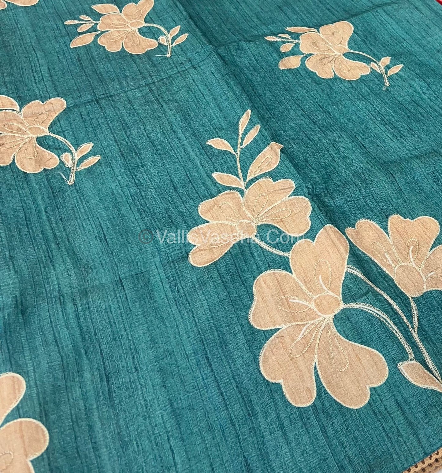 Semi Raw Silk with embroidery work - VVSRS001