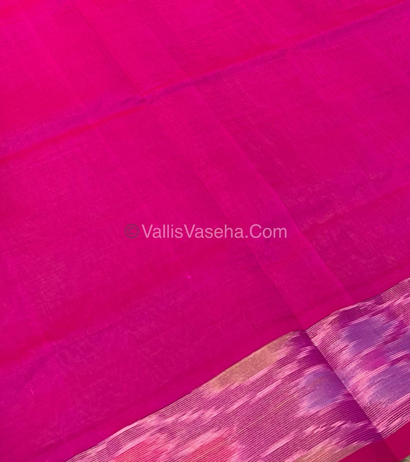 Semi Silk Cotton Saree - Green & Pink - VVSSC001