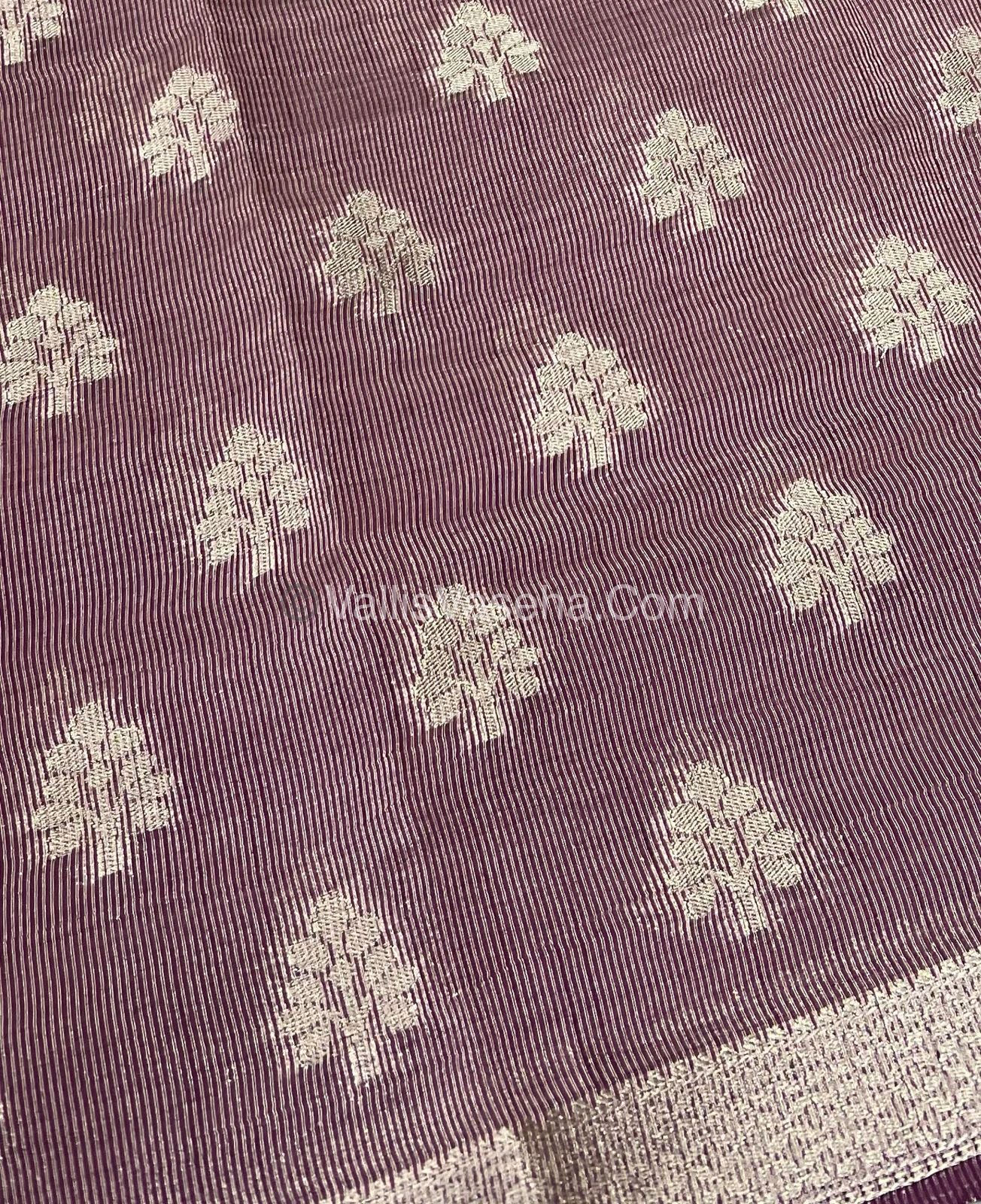 Semi Tussar Silk Saree - Wine Shade - VVSTS009