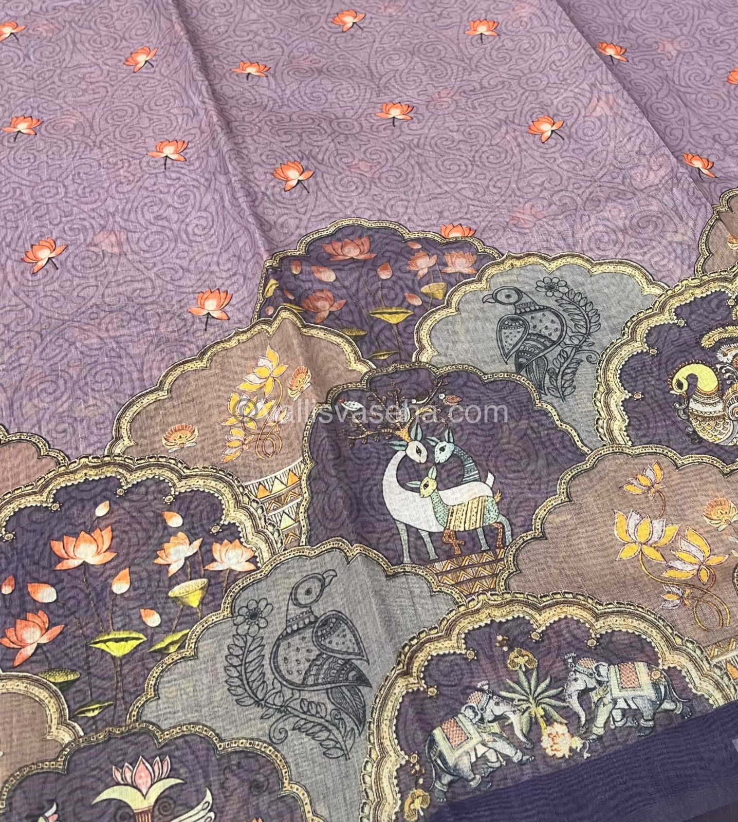 Semi Chanderi Saree - Digital Printed - VVSCD001