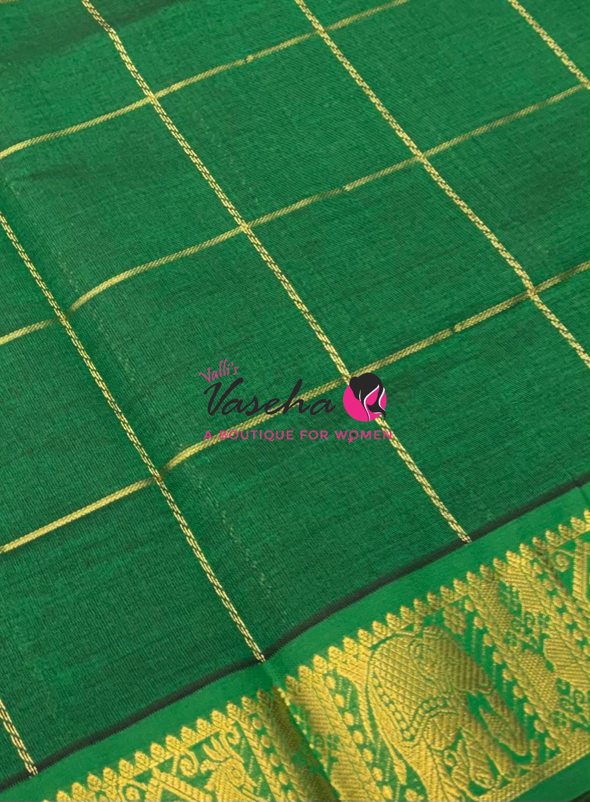 Semi Silk Cotton Saree - Checked Pattern with Butta - VVSSC013