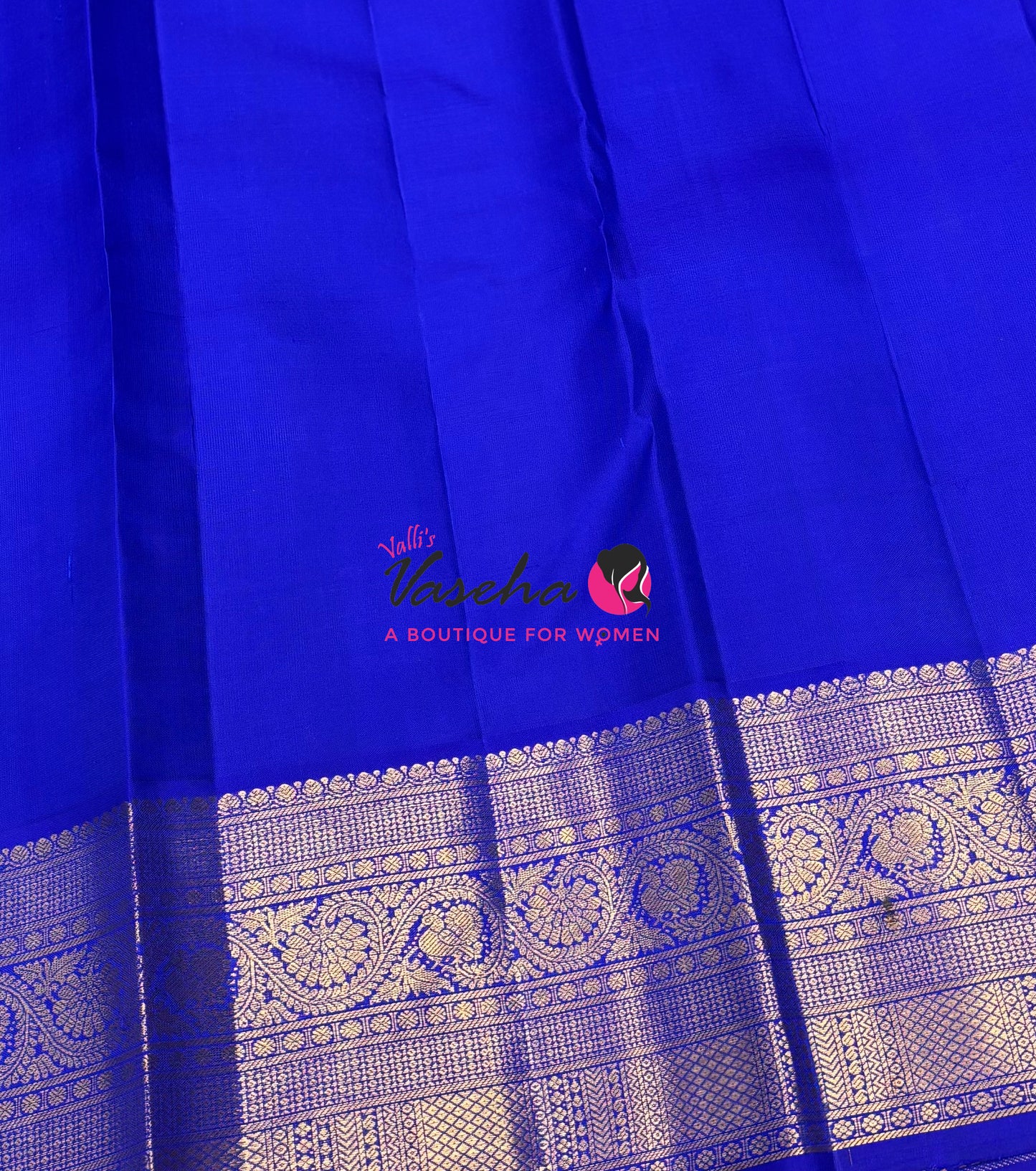 Pure Kanchipuram Silk Saree - Vairavoosi Design - Peacock Blue & Blue Combo - VVPS059