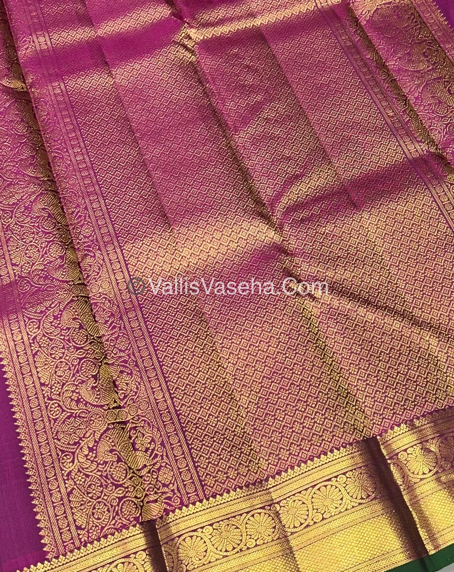 Pure Kanchipuram Silk Saree - Grey & Purplish Pink Combo - VVPS014