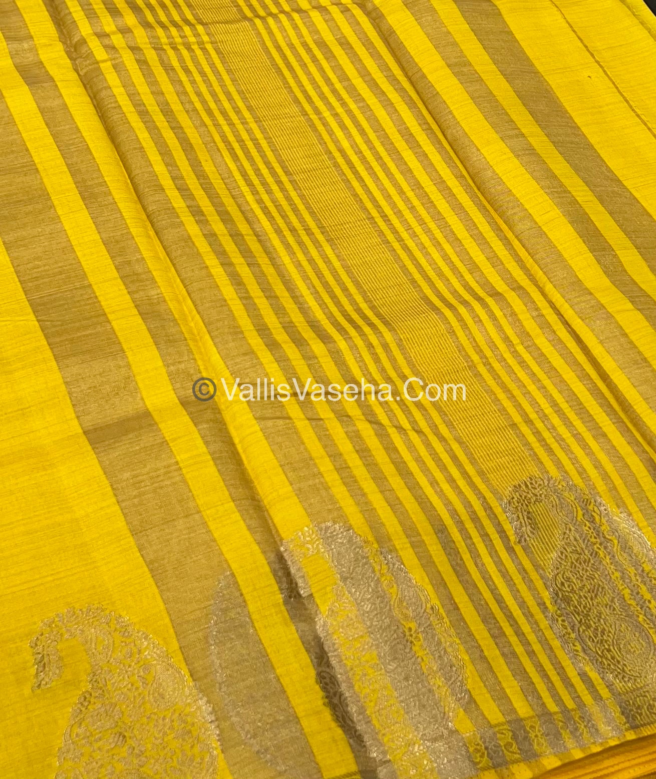 Semi Tussar Silk - Yellow Shade - Small Mango Butta - VVSTS002