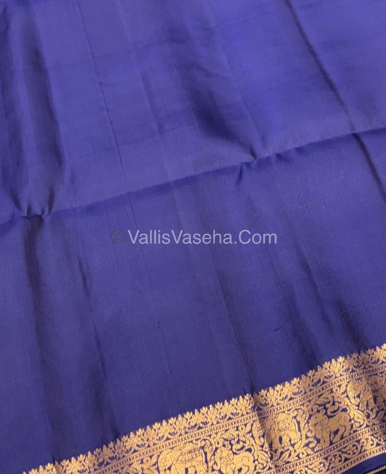 Pure Soft Silk Saree - Kanchi Border - Royal Blue Shade - VVPSS046