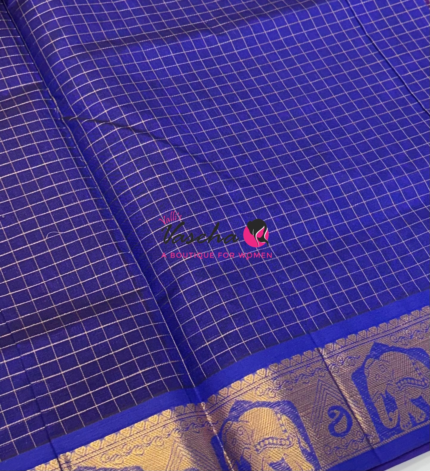 Pure Silk Cotton Saree - Purple With Blue - Lakshadeepam Design - VVPLD004