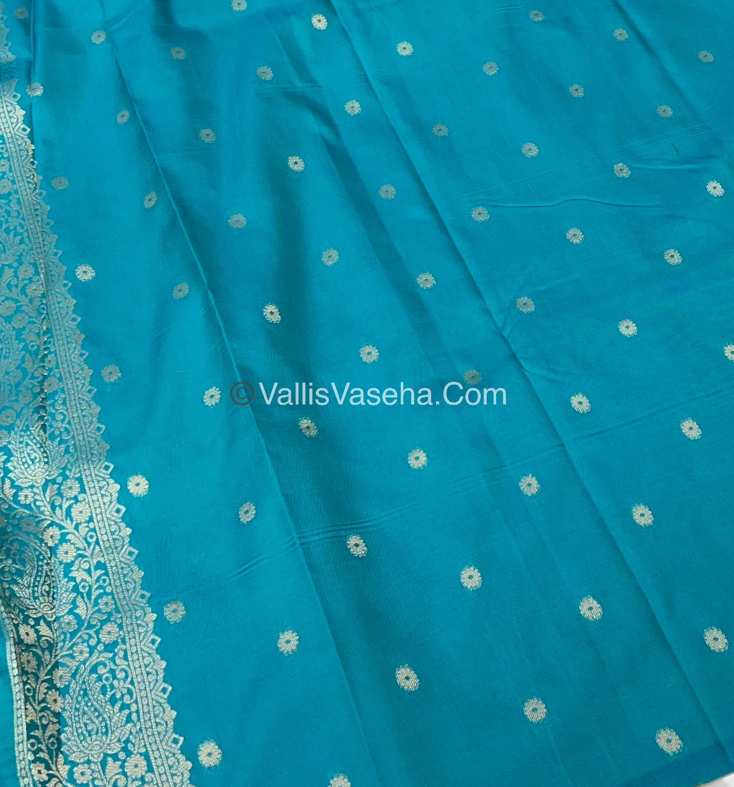 Semi Soft Silk - Elephant Butta Border - Ramar Blue Shade -VVSSS011