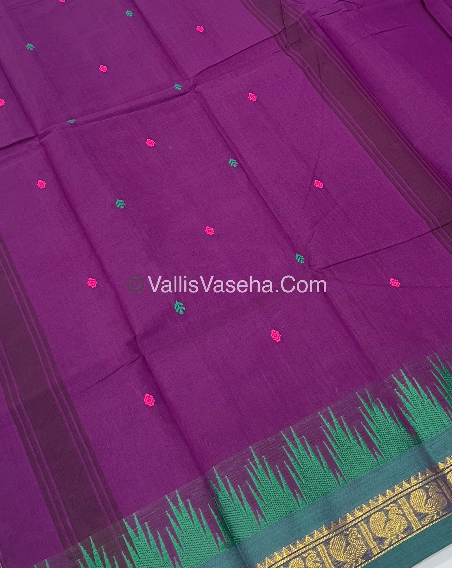 Kanchi Cotton Saree - Butta Design With Ganga Jamuna Border VVKCS008