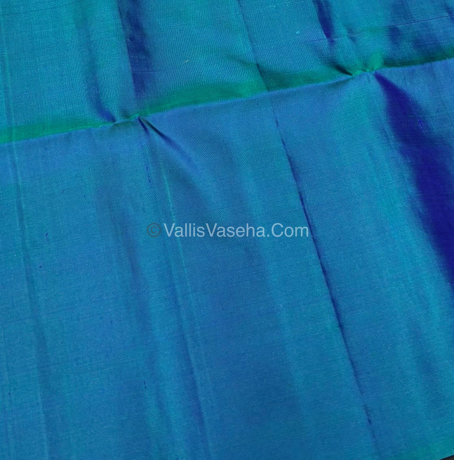 Pure Soft Silk Saree - Dupion Weaving - Black & Peacock Blue Shade - VVPSS065