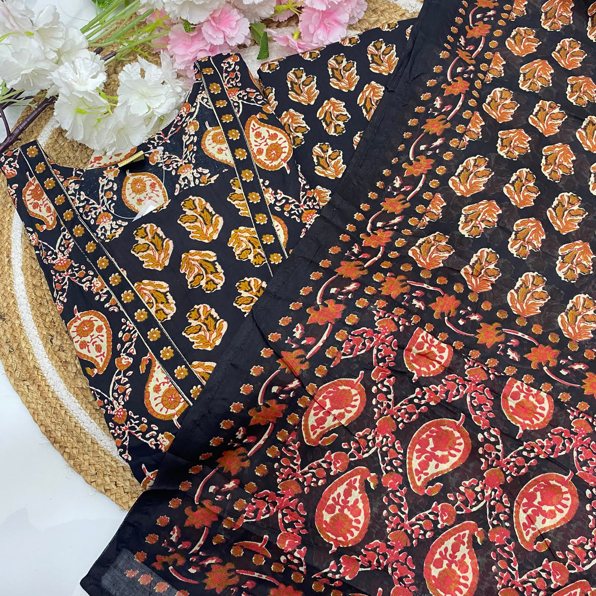 Ready Made | Semi Anarkali Set (3pc)|Cotton |VVRMS030