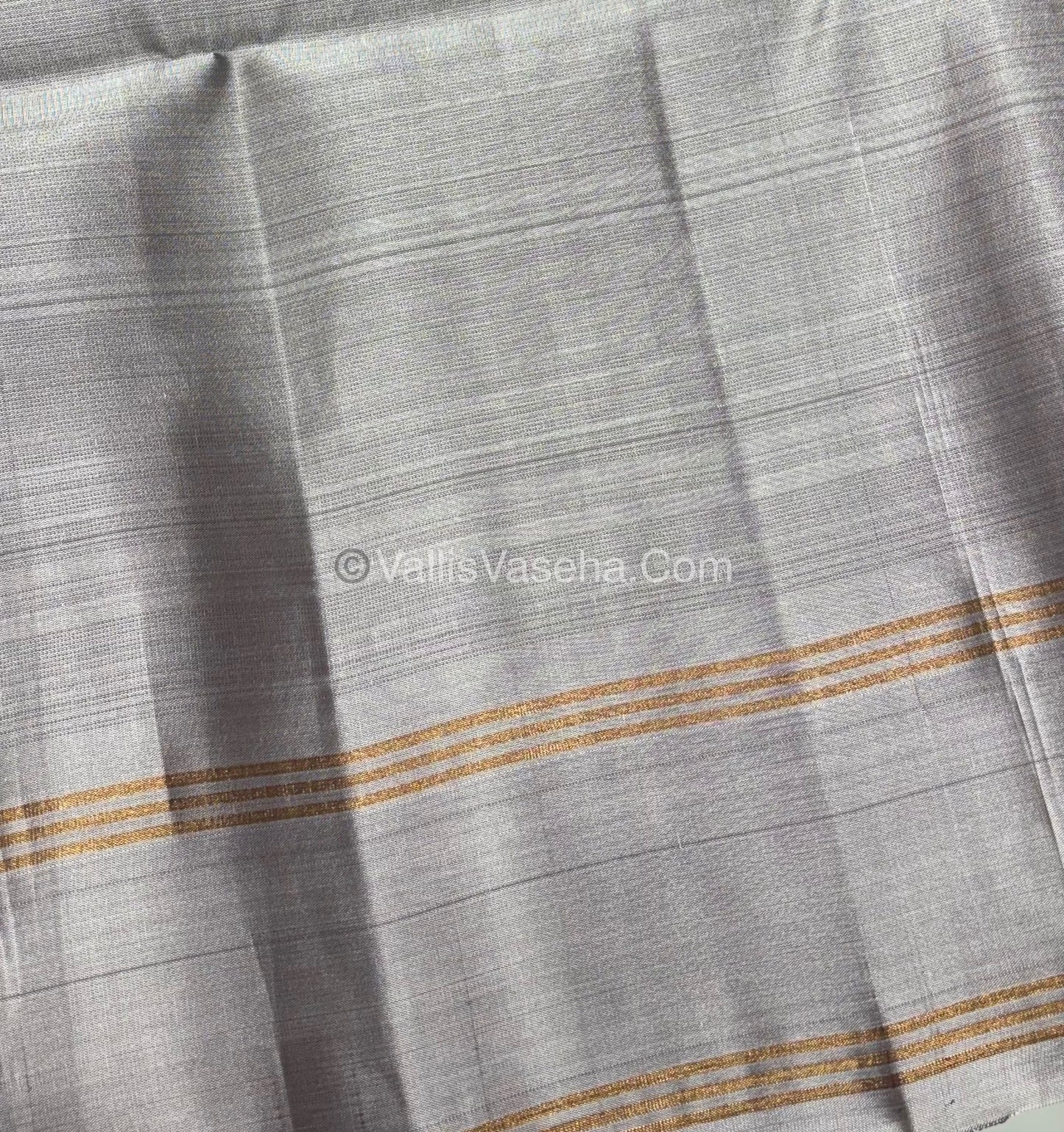 Pure Soft Silk Saree - Kolam Design - Brown & Grey Shade - VVPSS056