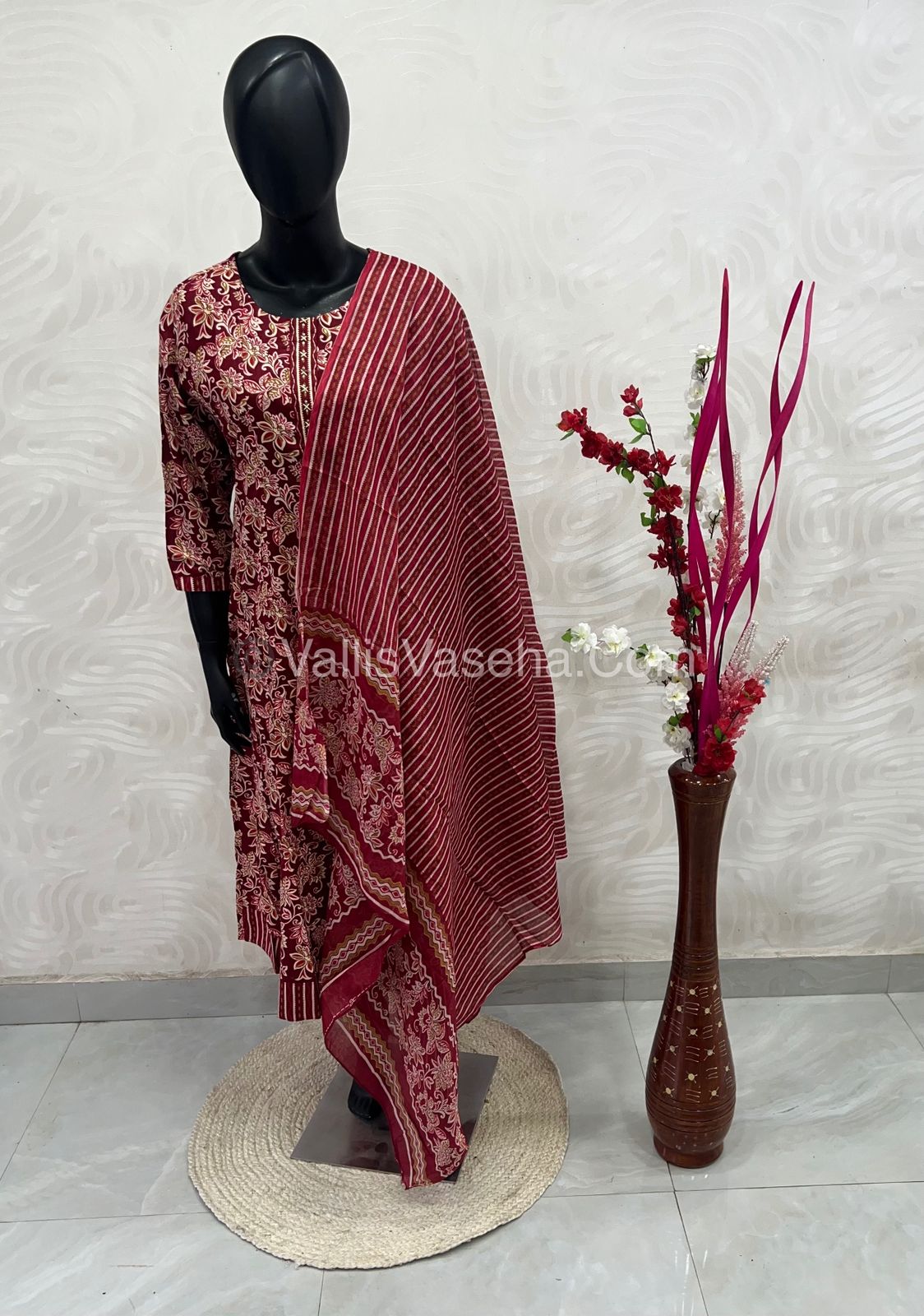Ready Made - Anarkali - Salwar, Kameez & Duppatta(3pc)- Printed Cotton - VVAS005