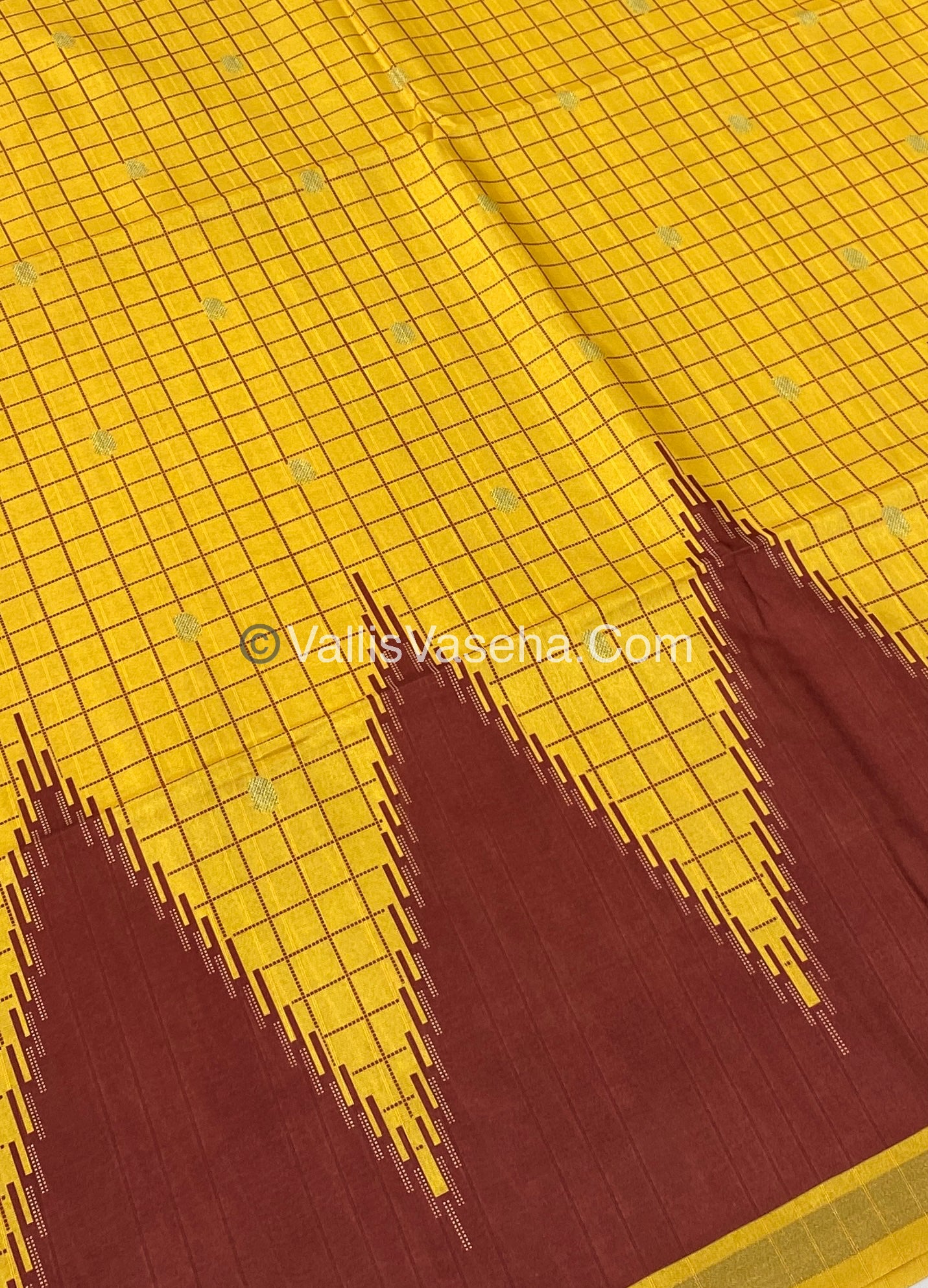 Semi Chanderi Saree - Yellow & Red Combo - VVSCS003