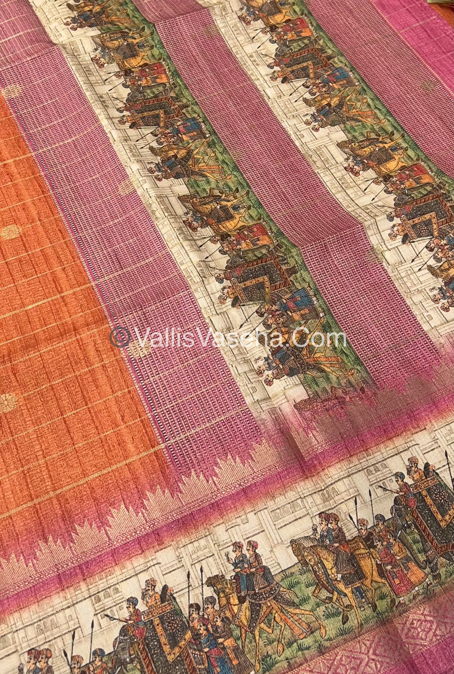 Semi Chanderi Saree - checks pattern - VVSCS004