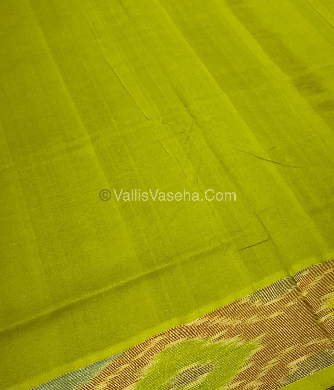 Semi Silk Cotton Saree - Brown& Green - VVSSC001