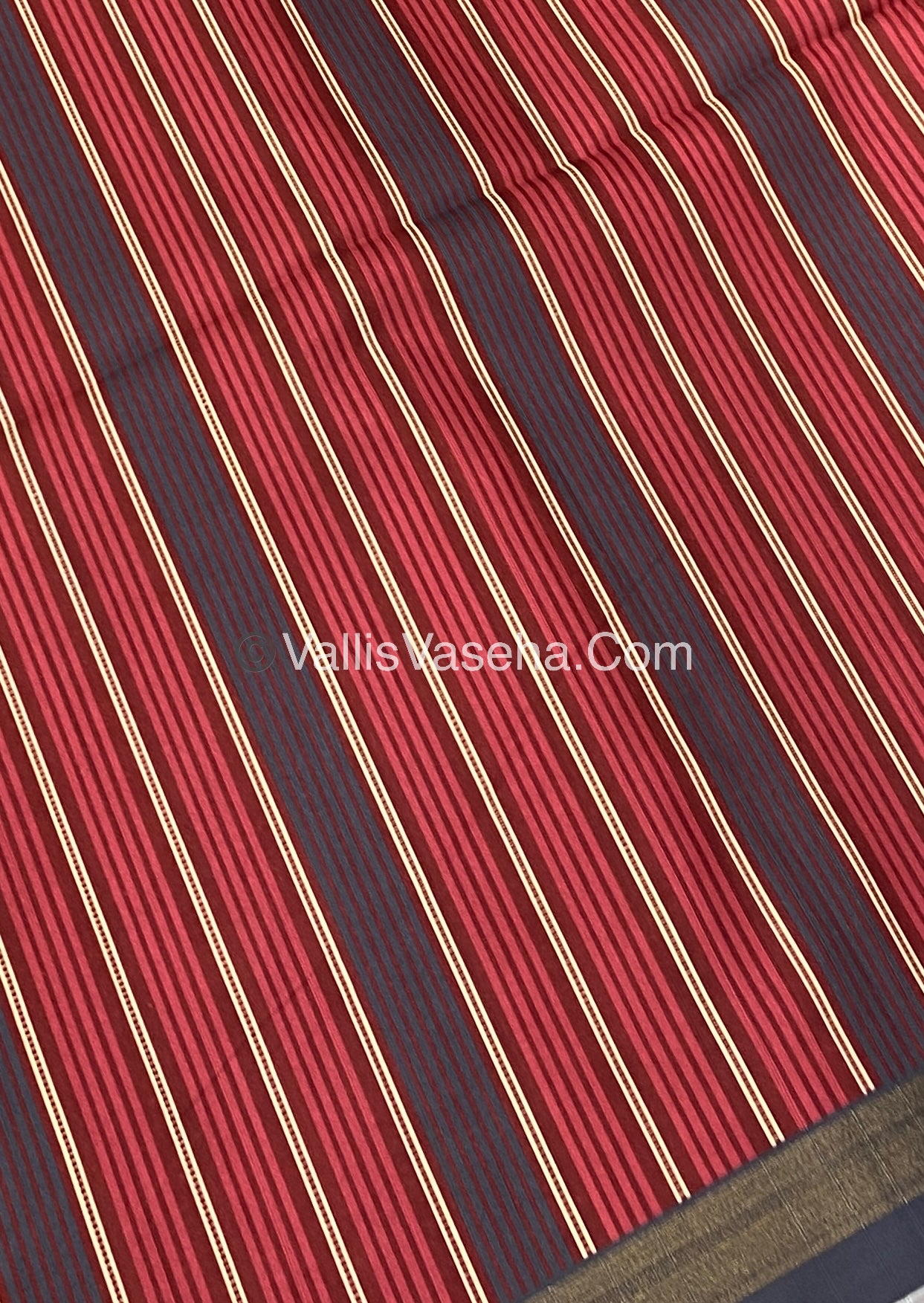 Semi Chanderi Saree - Grey & Red Combo - VVSCS003