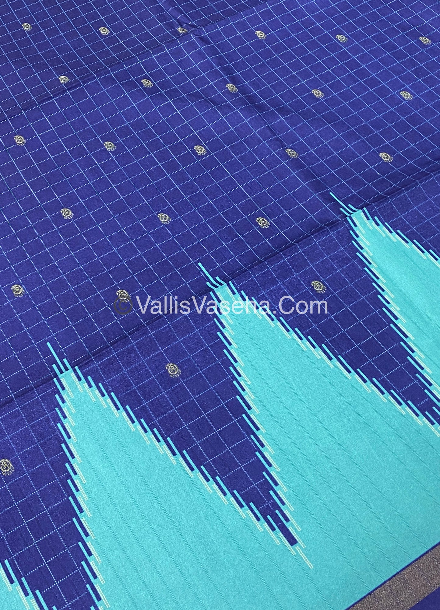 Semi Chanderi Saree - Sea Blue & Ink blue  Combo - VVSCS003