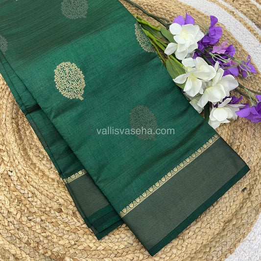 Semi Tussar Silk Saree - Green Shade - VVSTS009