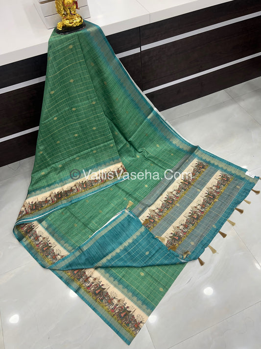 Semi Chanderi Saree - checks pattern - VVSCS004