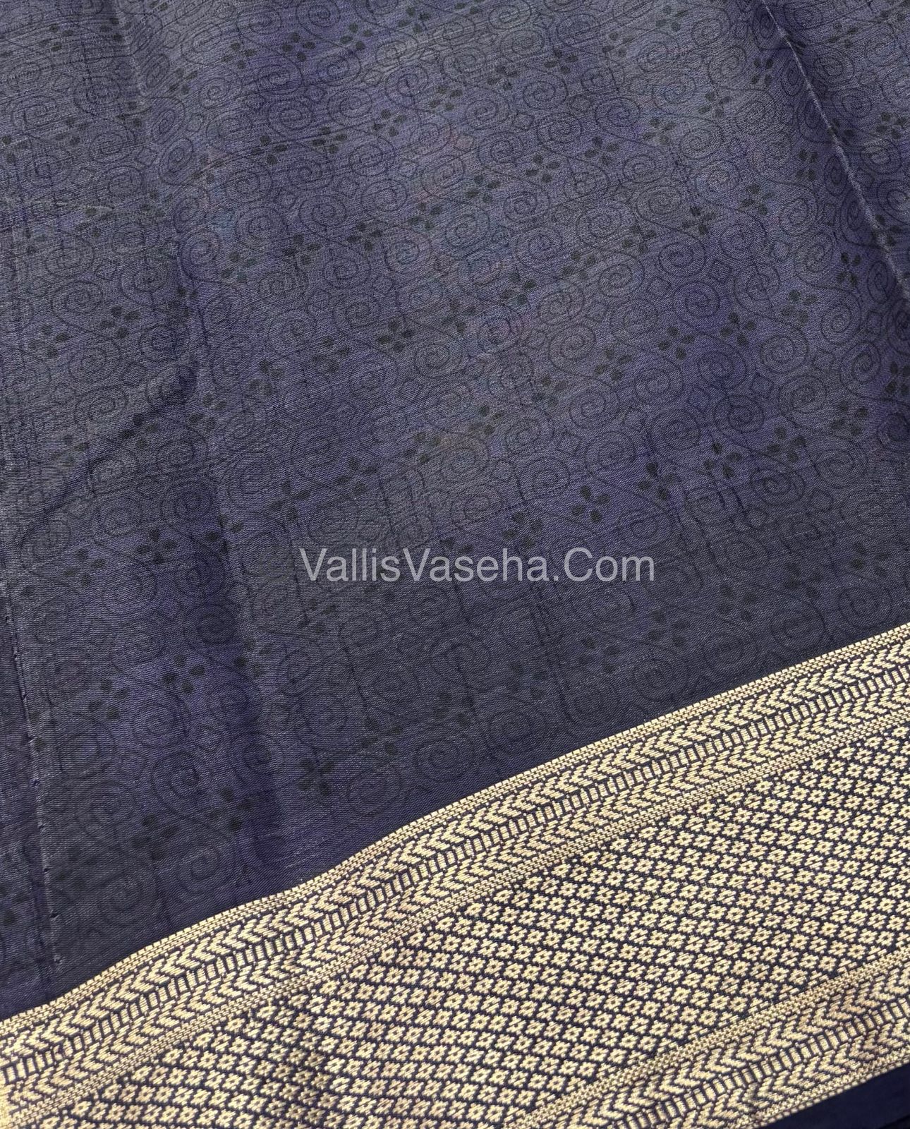 Semi Tussar Silk Saree - Ikkat / Pochampally Design - Navy Blue Shade - VVSTS033