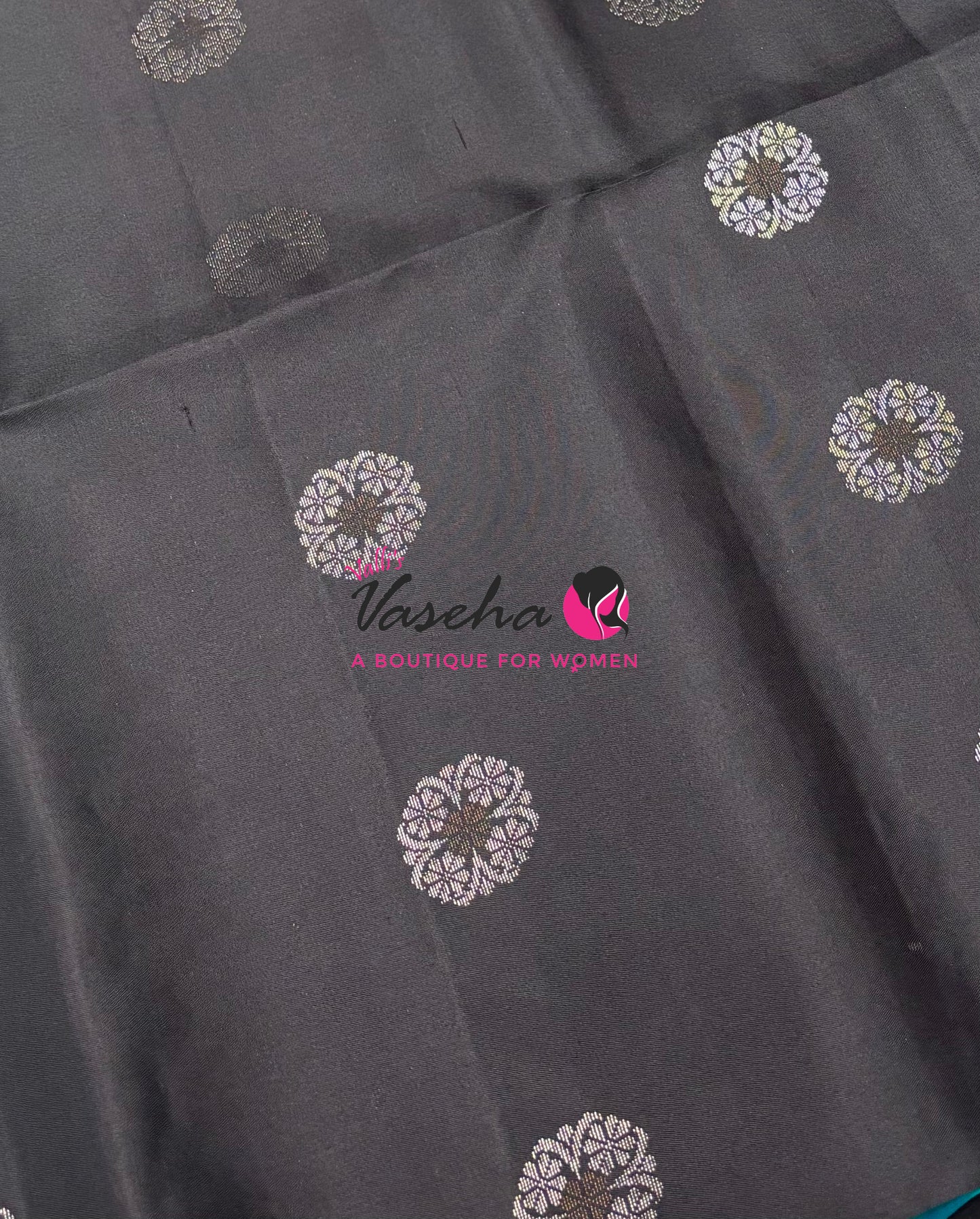 Pure Soft Silk Saree - Border Less - Blue & Black Combo - VVPSS055