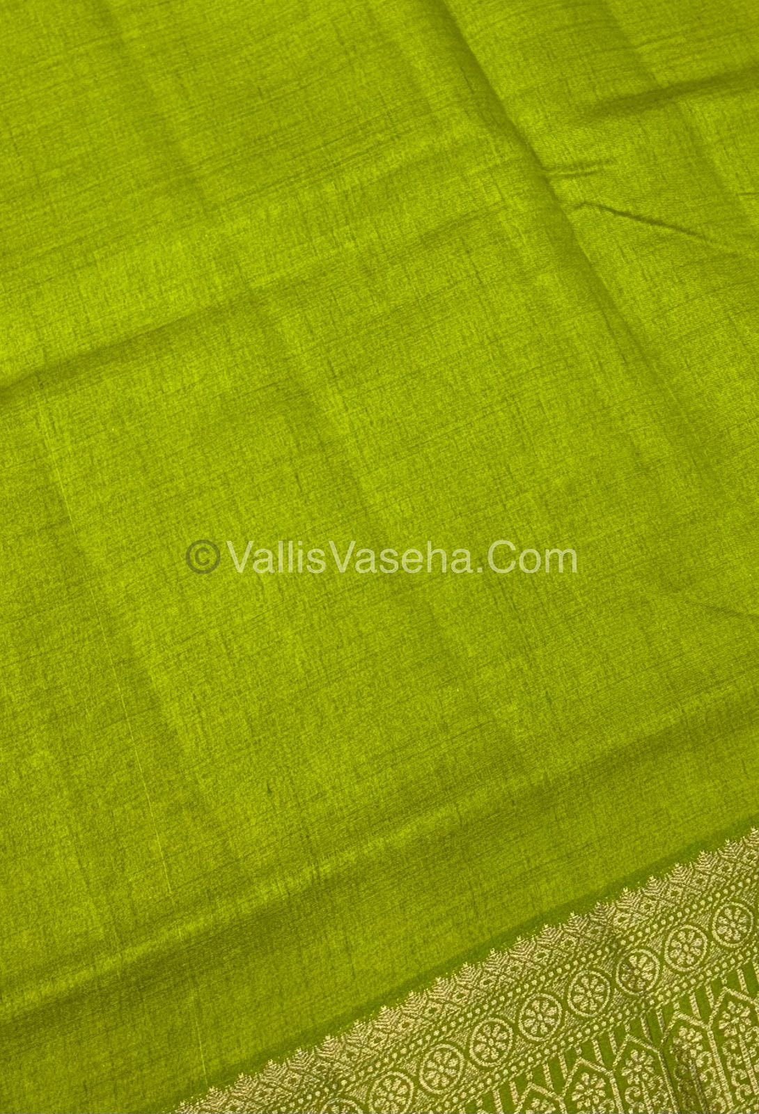 Semi Tussar Silk - Grand Pallu - Pista Green Shade - VVSTS031