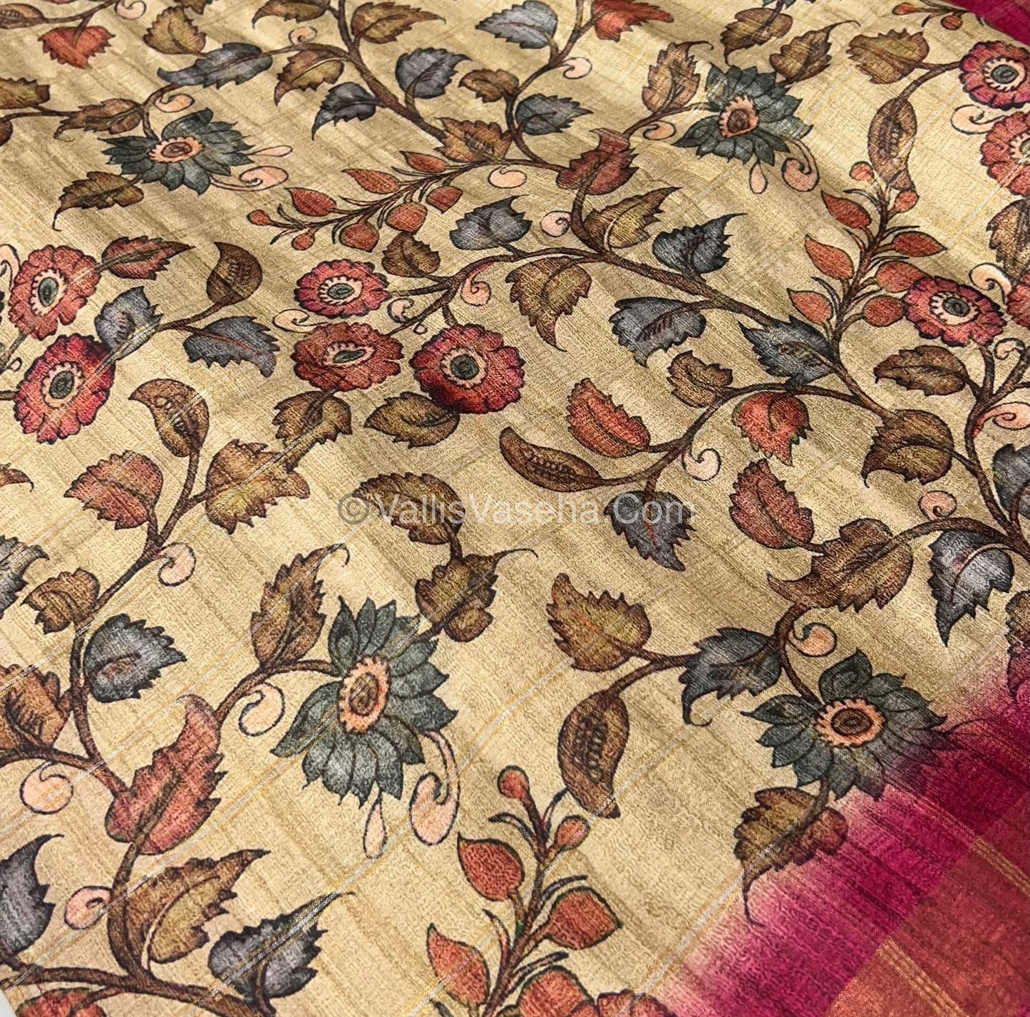 Semi Chanderi Saree - checks pattern - VVSCS004