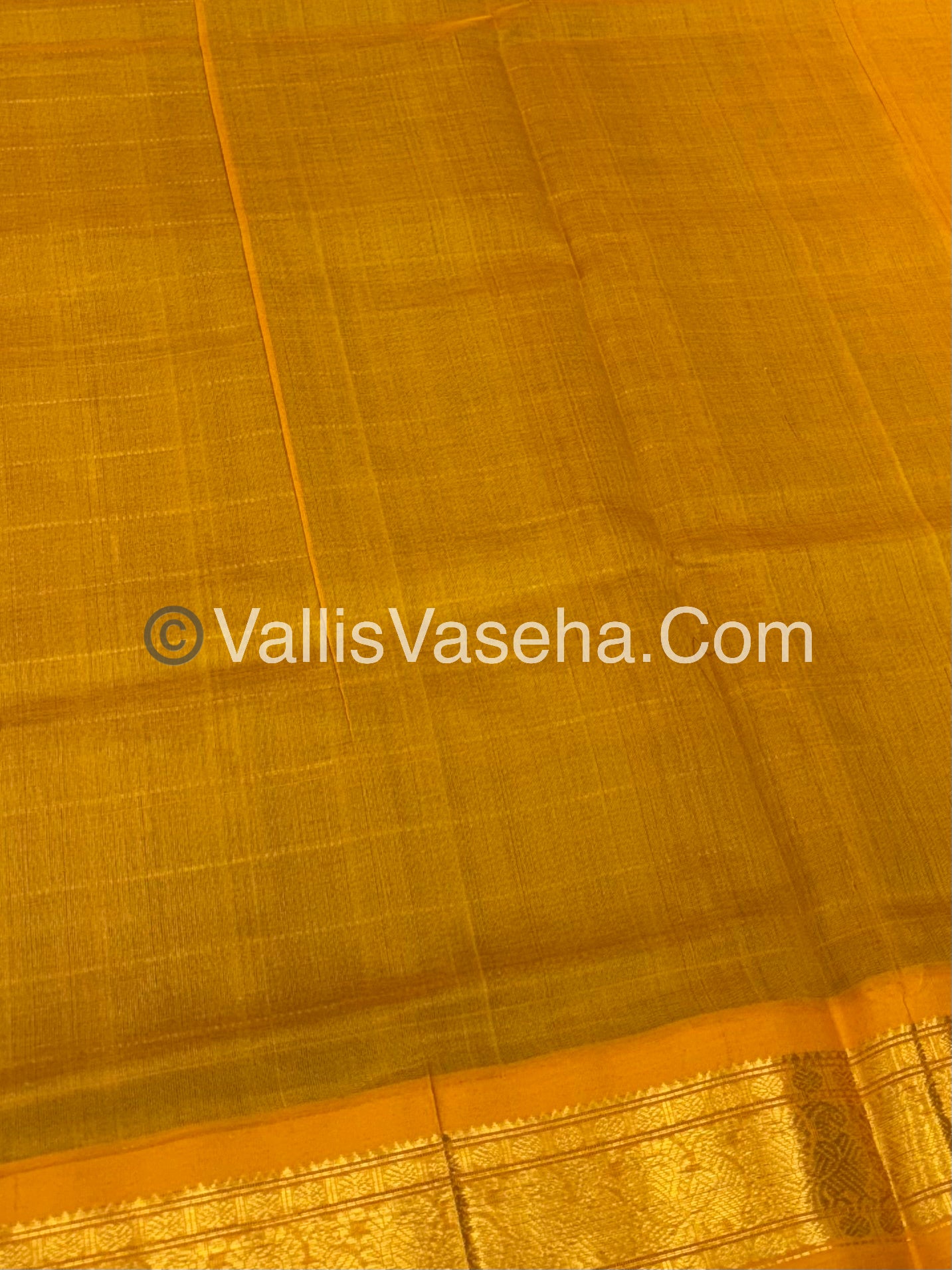 Pure Korvai Silk Cotton - Checks Pattern - Blue with Mustard Shade - VVKSC015