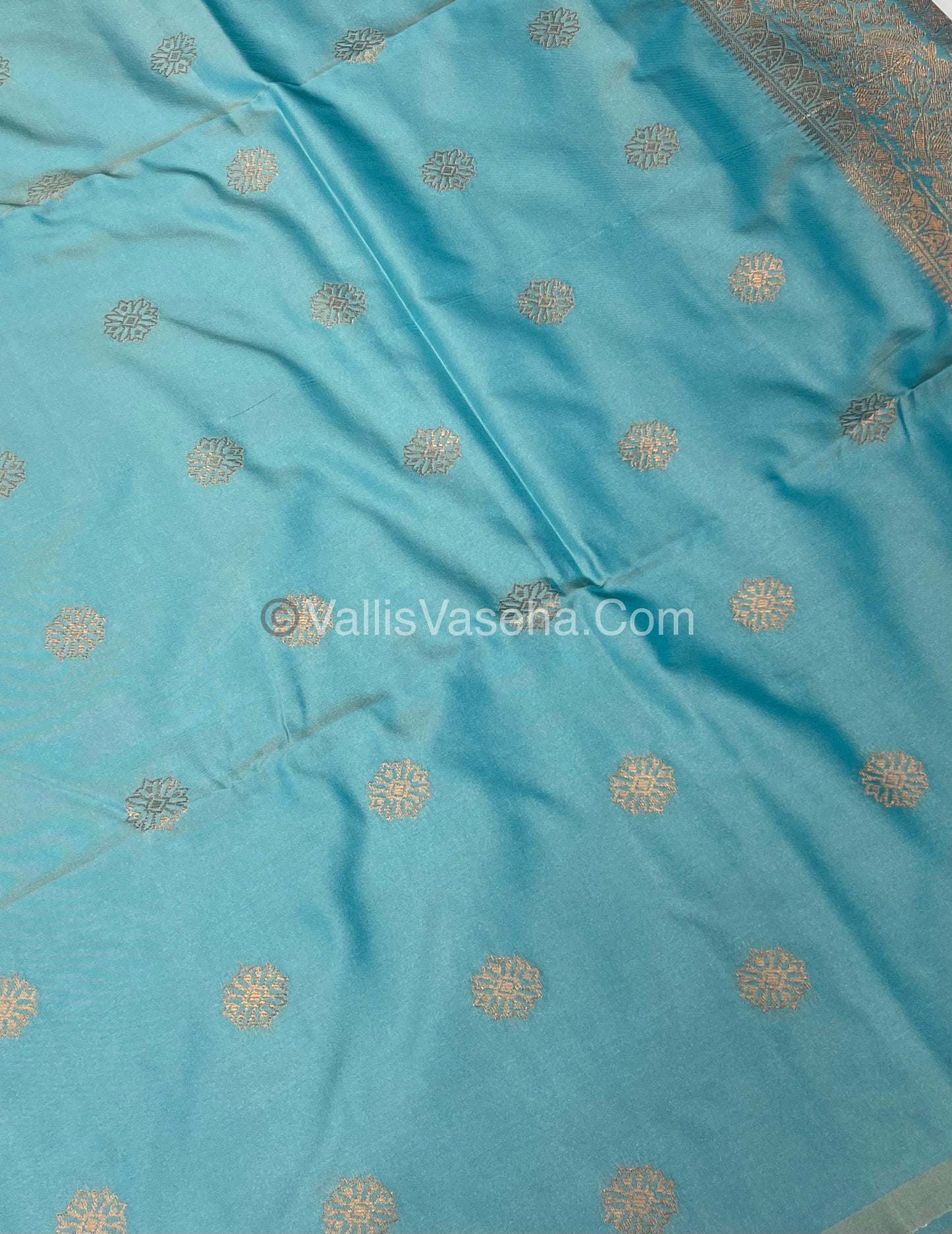 Semi Soft Silk - Border less - Pastel Blue Shade -VVSSS007