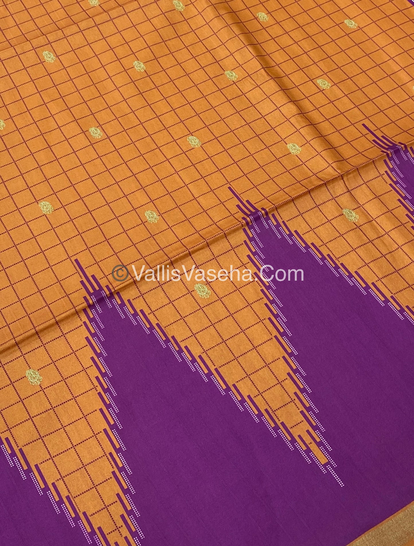 Semi Chanderi Saree - Orange & Purple Combo - VVSCS003