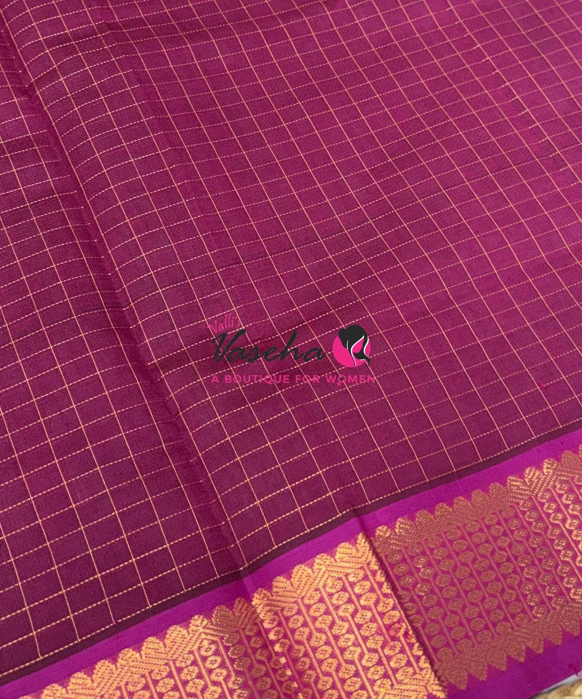 Semi Silk Cotton Saree - Checks Pattern - VVSSC019
