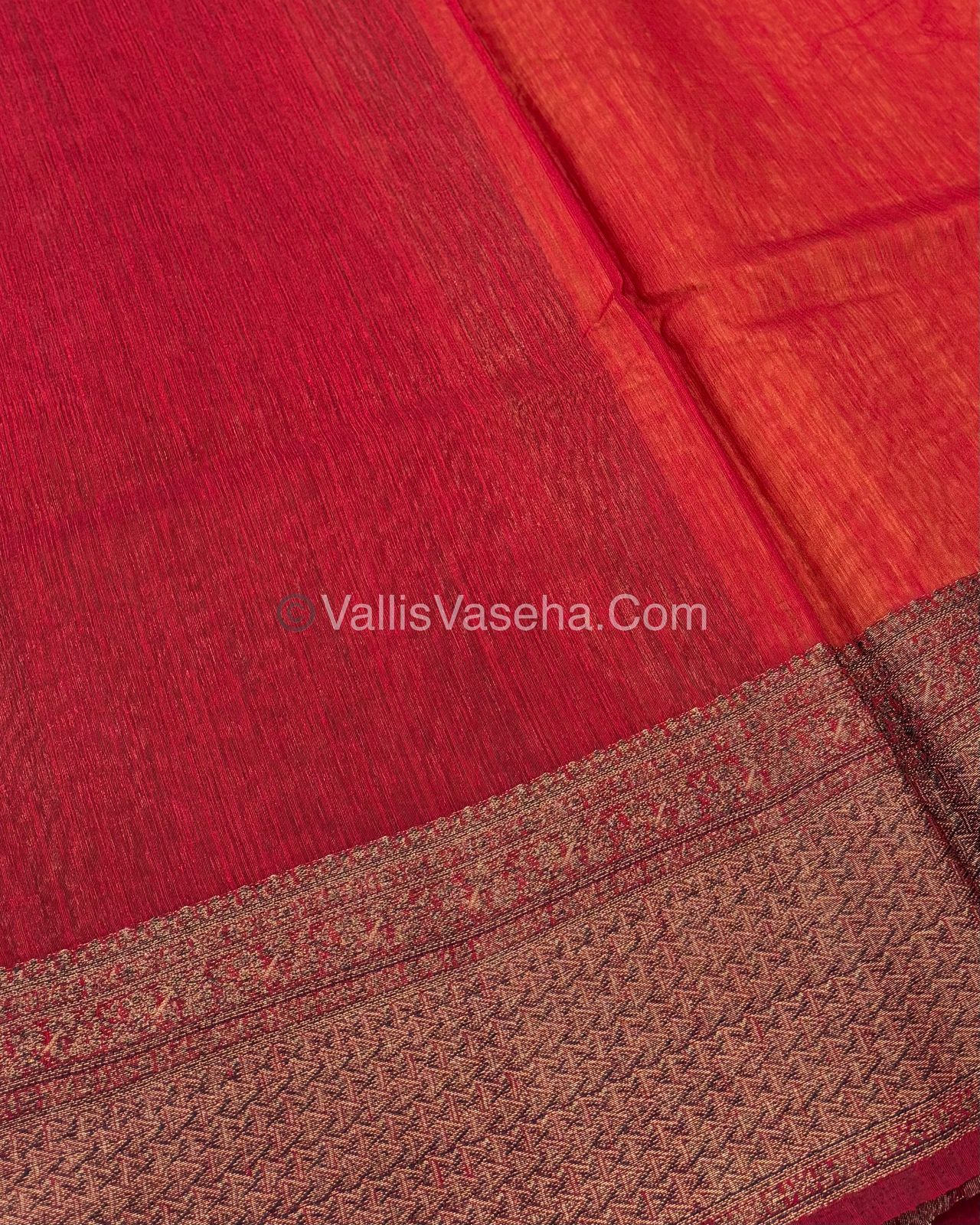 Bamboo Silk Saree - Cream With Maroon Shade - VVBSS005